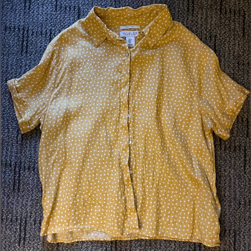 Rachel Zoe Yellow Short Sleeve Button Down